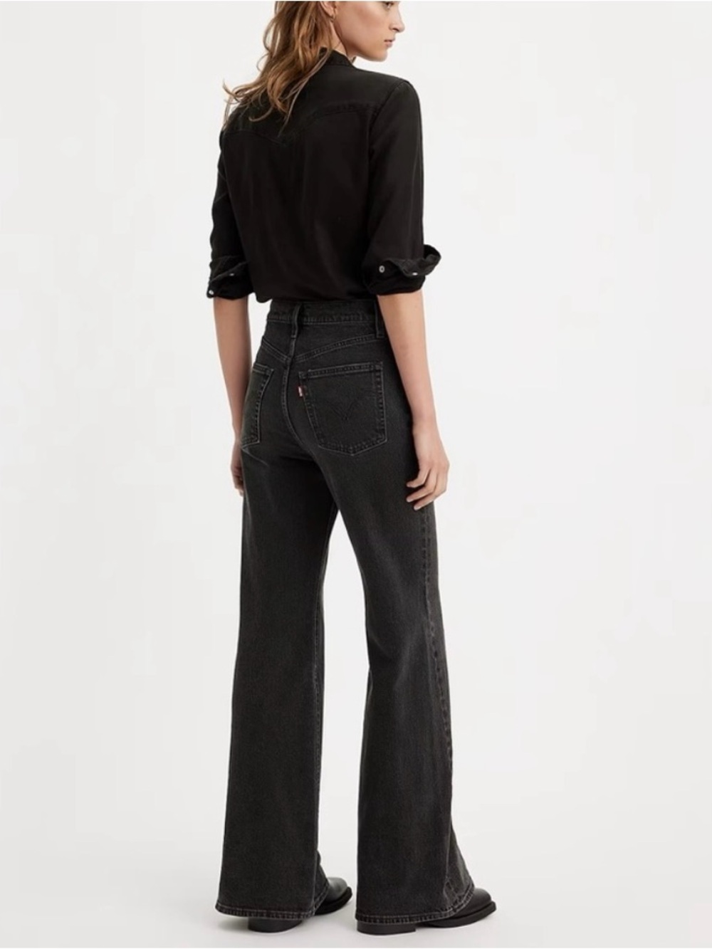 Levi’s Ribcage Flare washed black denim full length jean | Size 25 - Picture 2 of 11